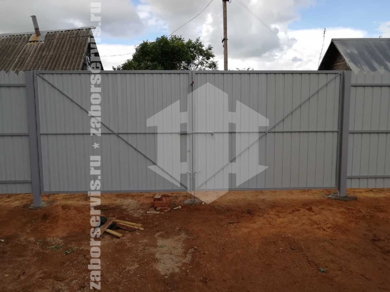 Забор из профнастила с бетонированием столбов 14 соток