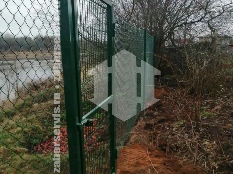 Забор из сетки рабицы с проволокой 38 метров