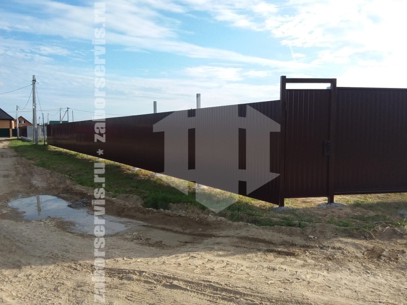 Забор из профнастила с бетонированием столбов 108 метров