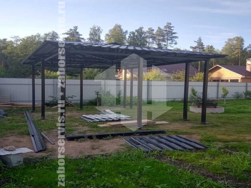 Навес из металлочерепицы пример 3