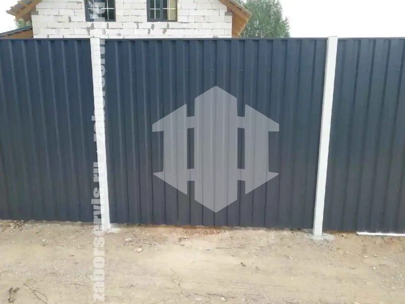 Забор из профнастила серый 100 метров