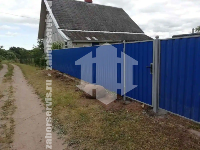 Забор из профнастила 72 метра синий